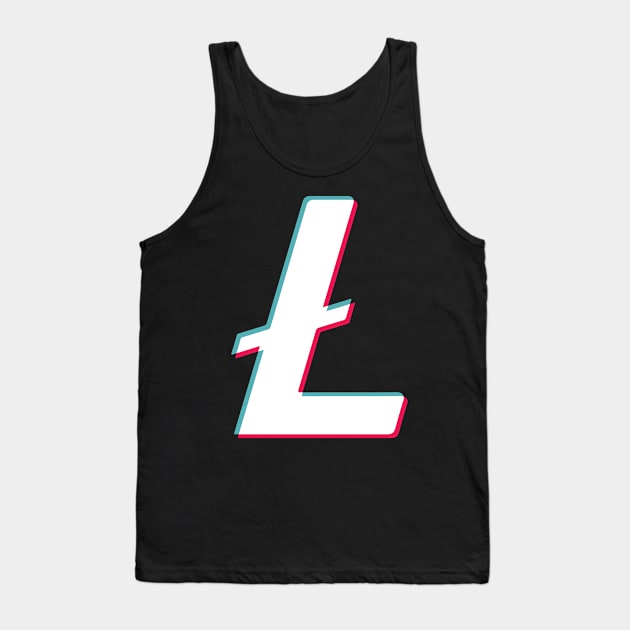 Litecoin Social Media App blue pink glitch modern typography art gift Tank Top by star trek fanart and more